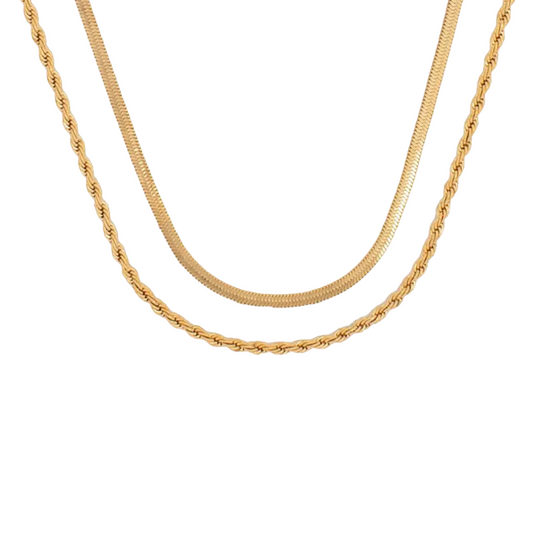 Waterproof layered gold necklace