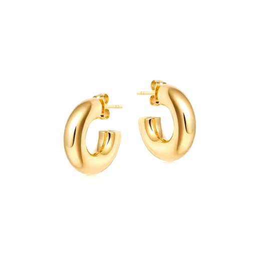 gold chubby mini hoop earrings